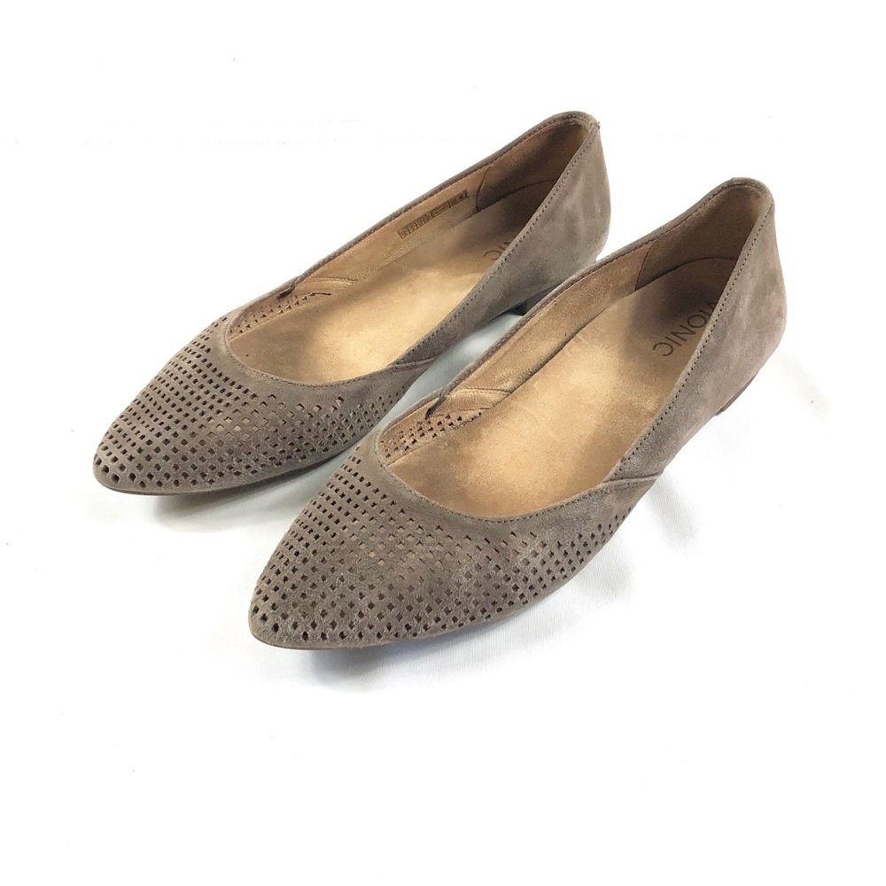 Vionic Gem 359 Posey Perforated Gray Flats Sz 10